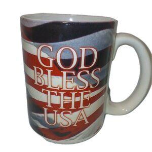 God Bless the USA Vintage Xpres Coffee Mug 2001 USA Flag Patriotic United States